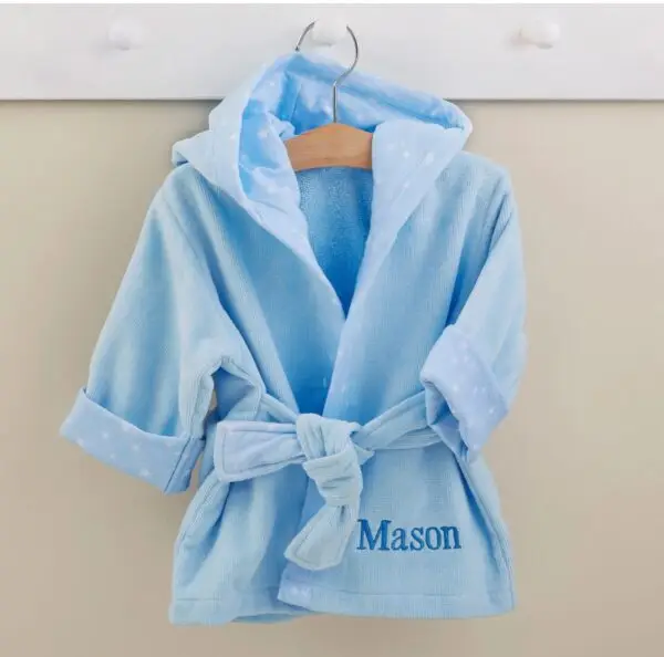 IPT Embroidered Extra Soft Baby Robe-Blue