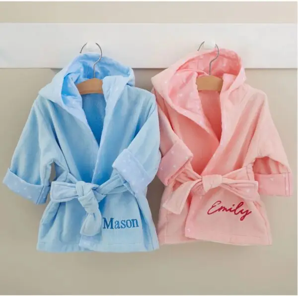 IPT Embroidered Extra Soft Baby Robe-Pink - Image 2