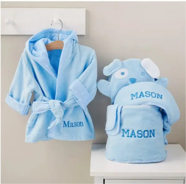IPT Embroidered Extra Soft Baby Robe-Pink - Image 3