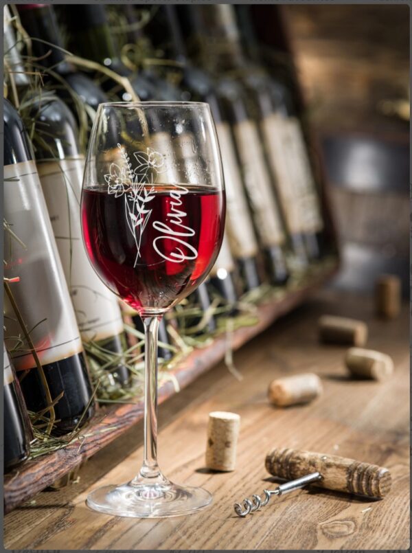 Name & Birth-Month Sign Engraved On Stemless Wine Glass - Image 4