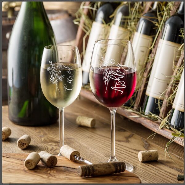 Name & Birth-Month Sign Engraved On Stemless Wine Glass - Image 5