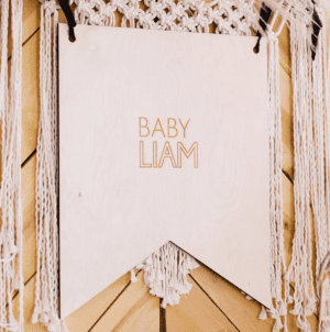 Wood Pennant Backdrop Name Sign - 18"