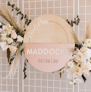 IPT Mr & Mrs Wood-Acrylic Circle Name Sign - 24"