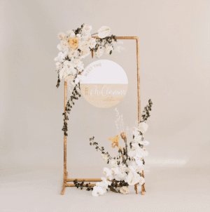 Meet the Newlyweds Wood-Acrylic Circle Name Sign - 20"