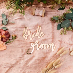 Trendy Bride & Groom Place Cards, Acrylic