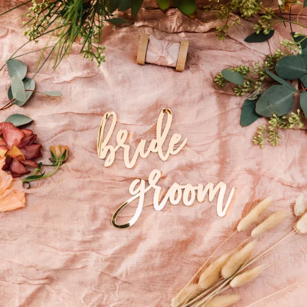 Trendy Bride & Groom Place Cards, Acrylic