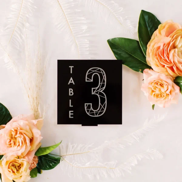 Set of 15 - Square Engraved Table Number, Acrylic or Wood - Image 2