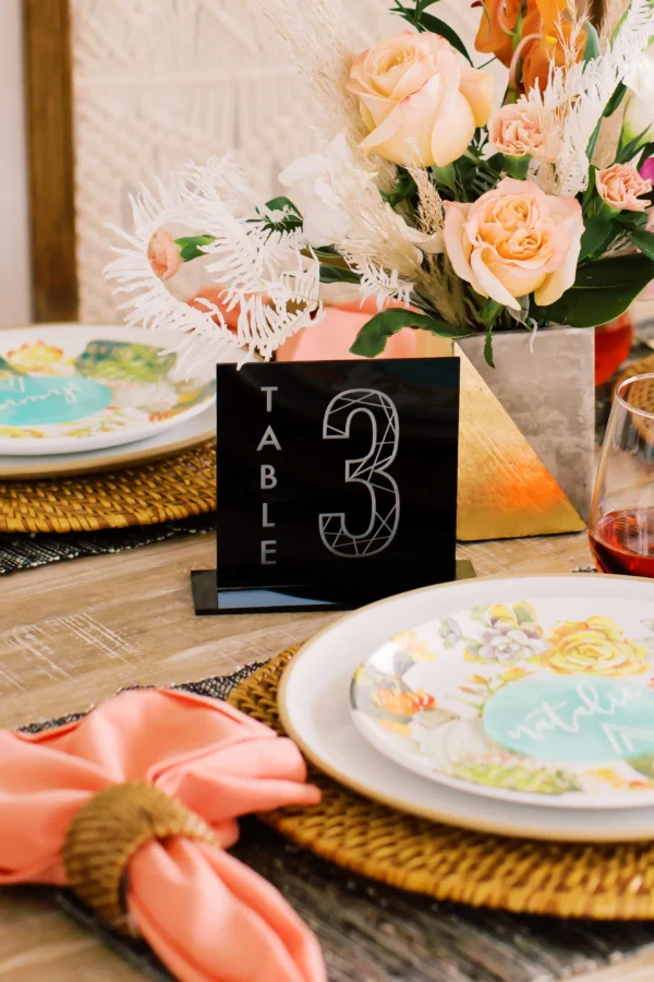 Set of 15 - Square Engraved Table Number, Acrylic or Wood - Image 4
