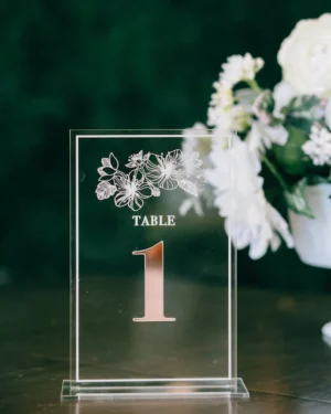 Floral Acrylic Table Number, Vertical